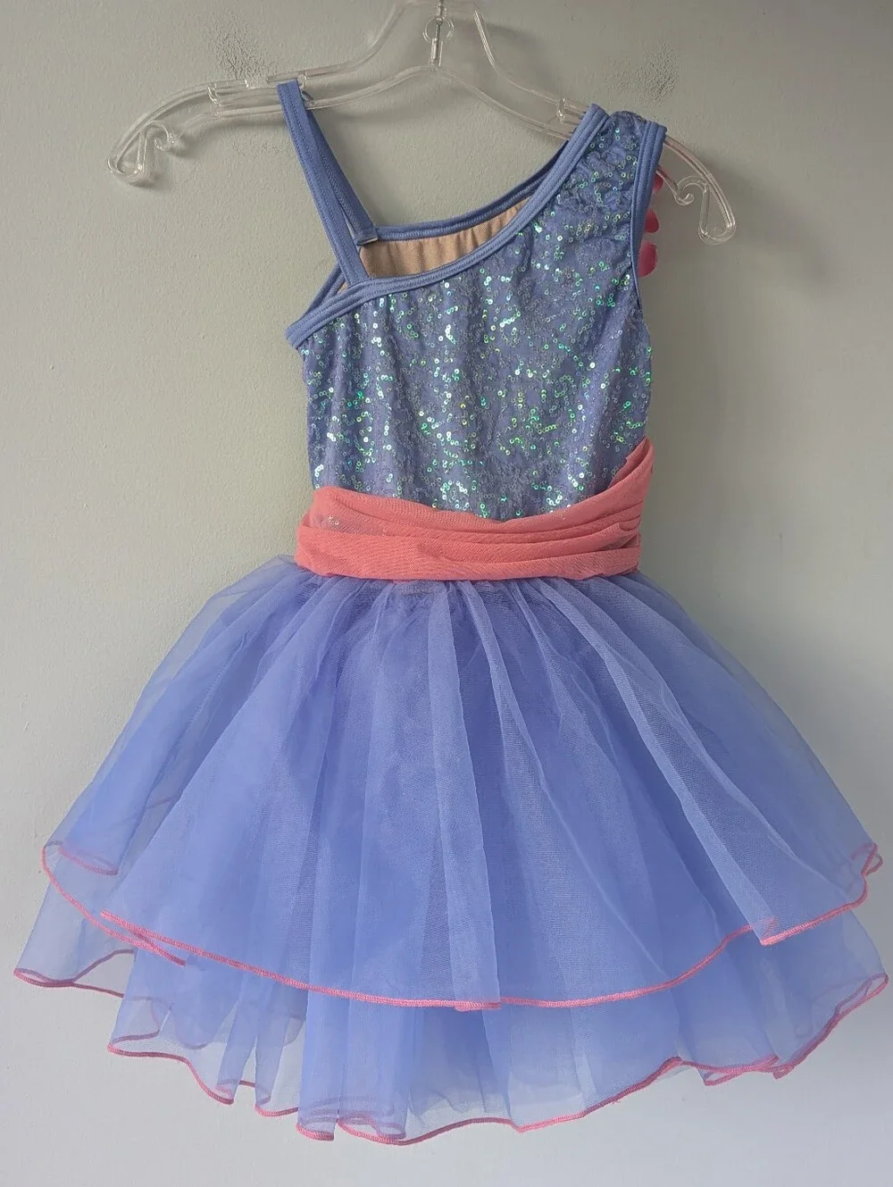 Weissman Girls Periwinkle Sequin Pink Floral Ballet Dance Costume